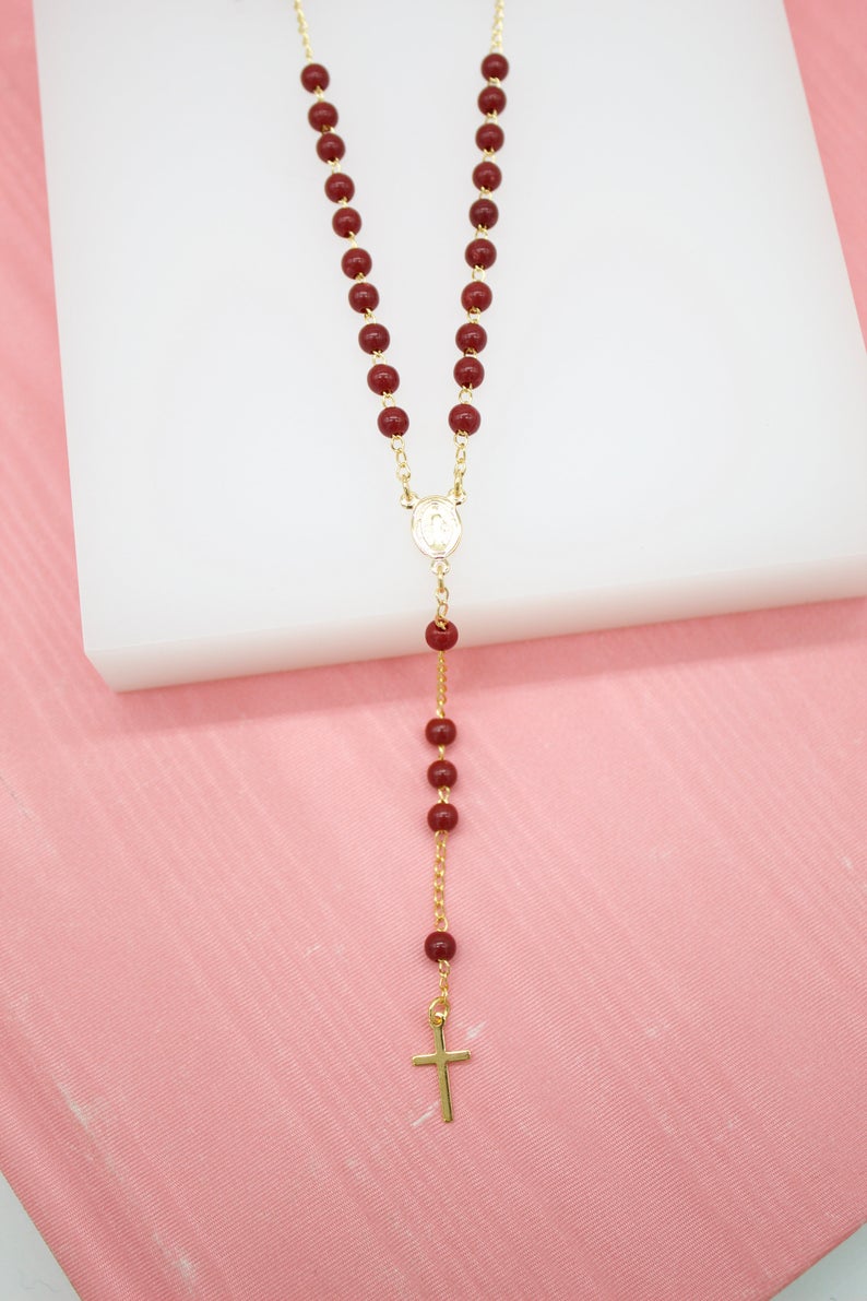 Catholic Bead Rosary With Crucifix Cross (F41)