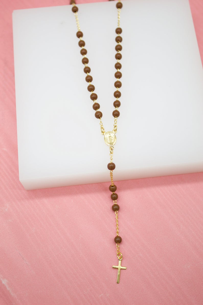Catholic Bead Rosary With Crucifix Cross (F41)